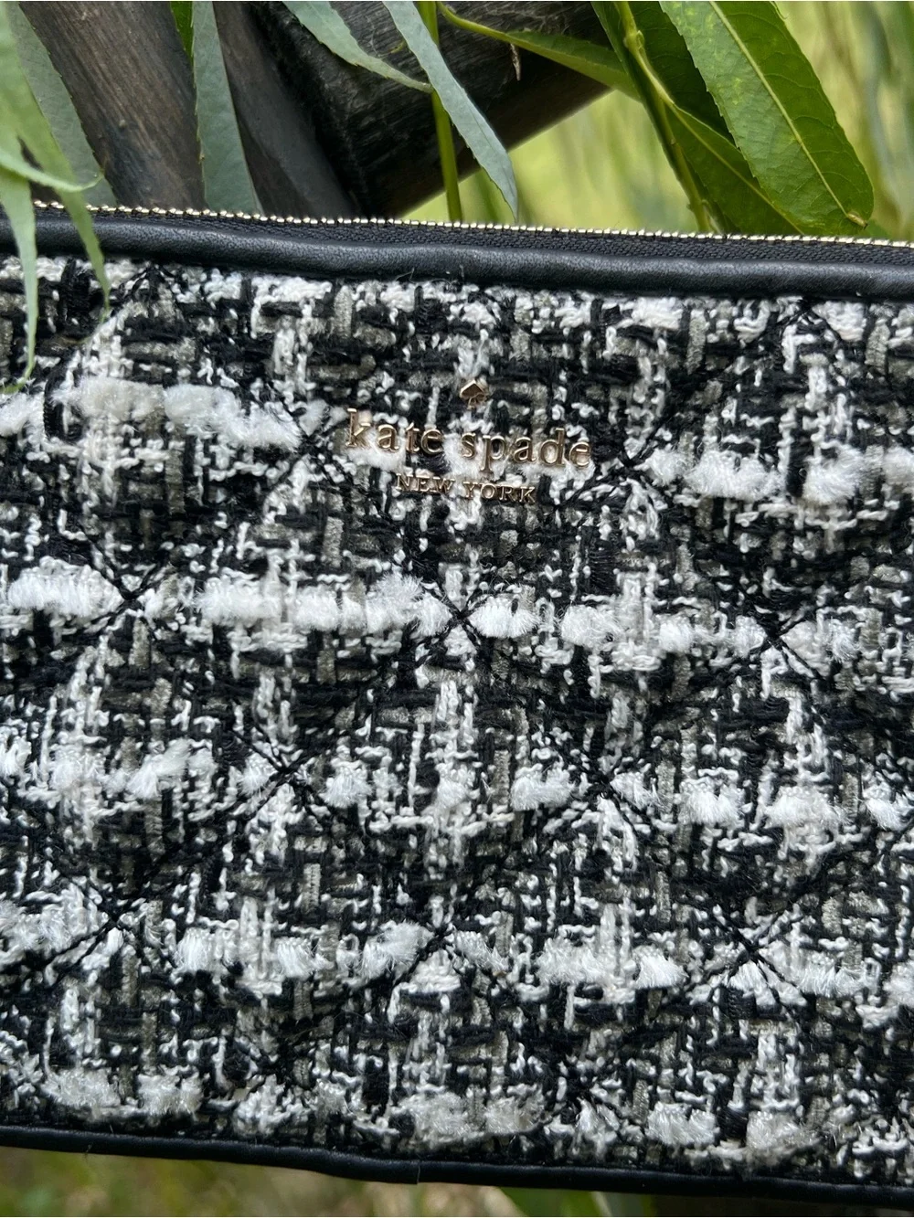 kate spade Black & White Tweed Crossbody Bag